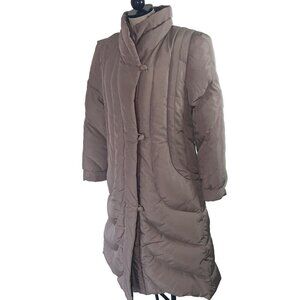 Gallery Vintage 1980s Womens Coat Size Large Tan Down Puffer Full Zip Pockets